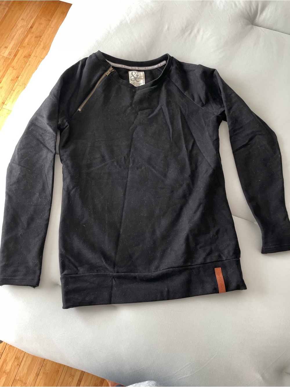 Ampersand Ave.  Black Sweatshirt with Zip Accent.